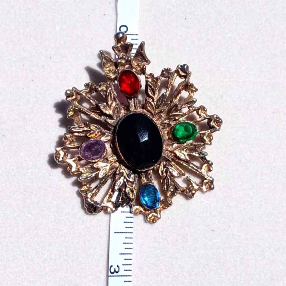 Vintage Colorful Gold Brooch Bundle Amber Multi-Color - Picture 10 of 10